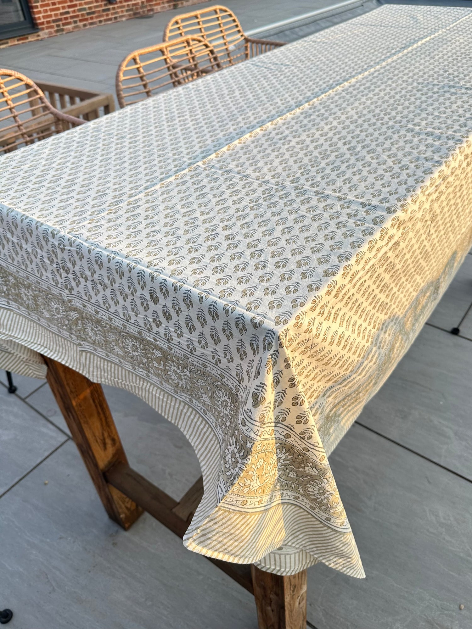 Amber Cotton Hand Block Printed Tablecloth