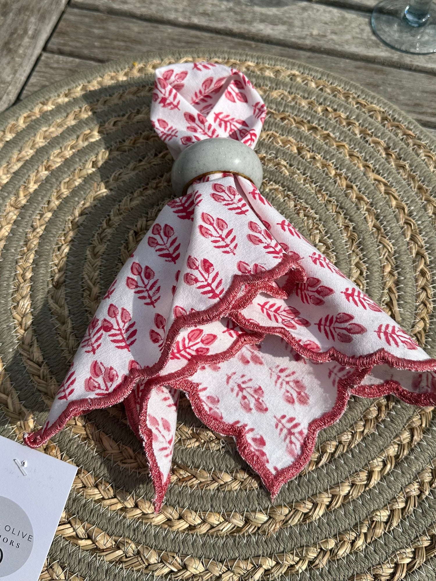 Pretty in Pink Hand Block Print Napkin S/4