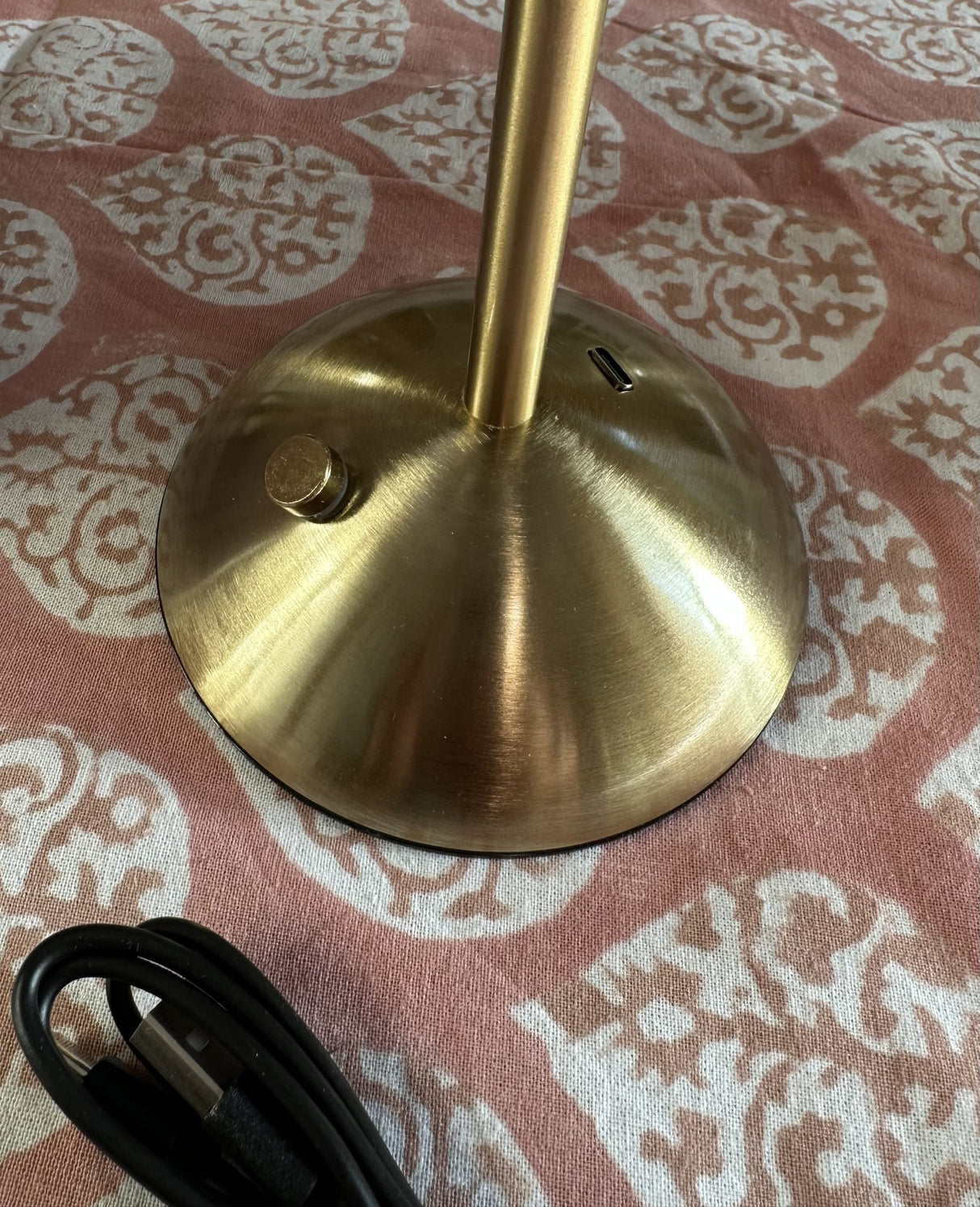 Metal LED Table Lamp - Rechargeable Taupe/Terracotta 30cm
