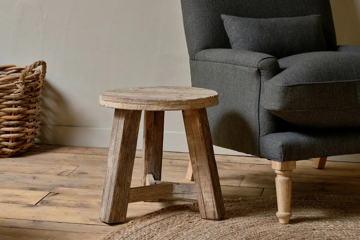 NKUKU - Ibo Reclaimed Wood Round Side Table - Natural