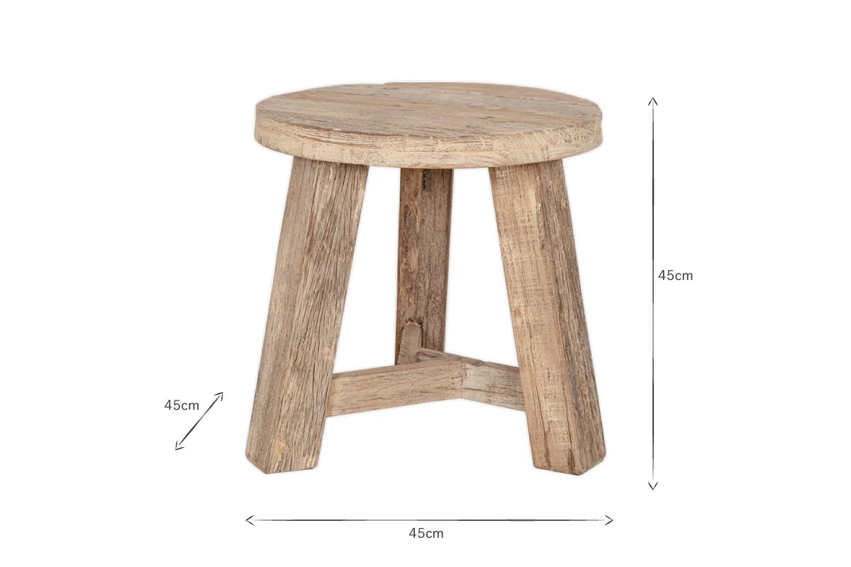 NKUKU - Ibo Reclaimed Wood Round Side Table - Natural