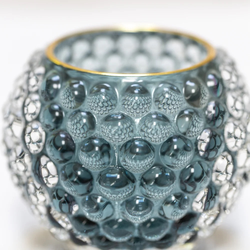 Bubble Glass Votive Powder Blue Medium