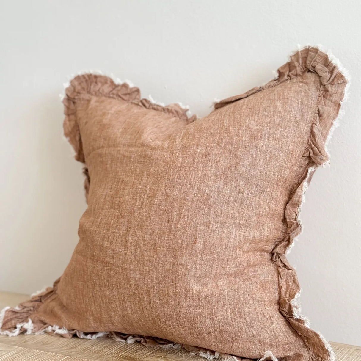 Hallie Washed Rust Cushion  45cm–Ruffle Edge