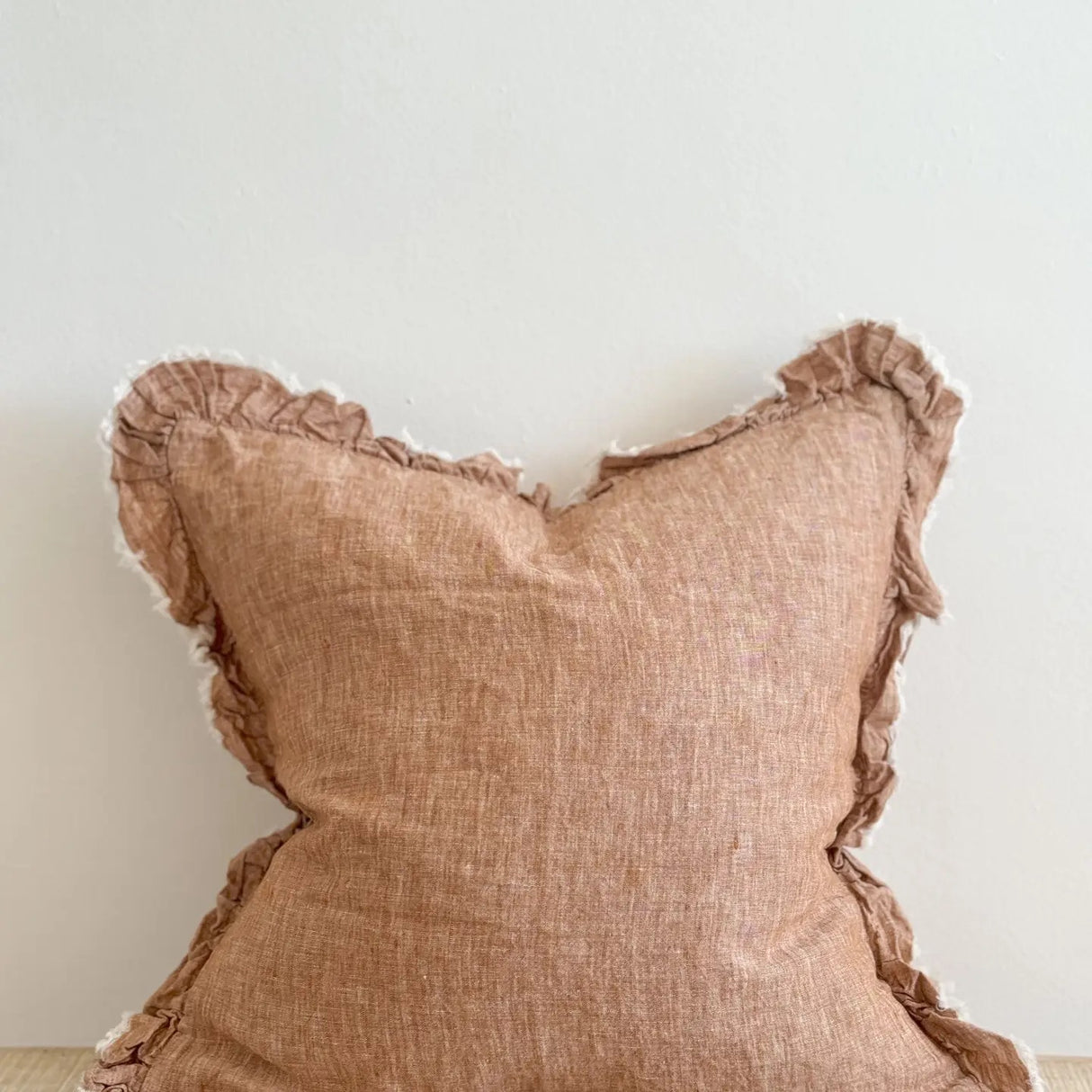 Hallie Washed Rust Cushion  45cm–Ruffle Edge