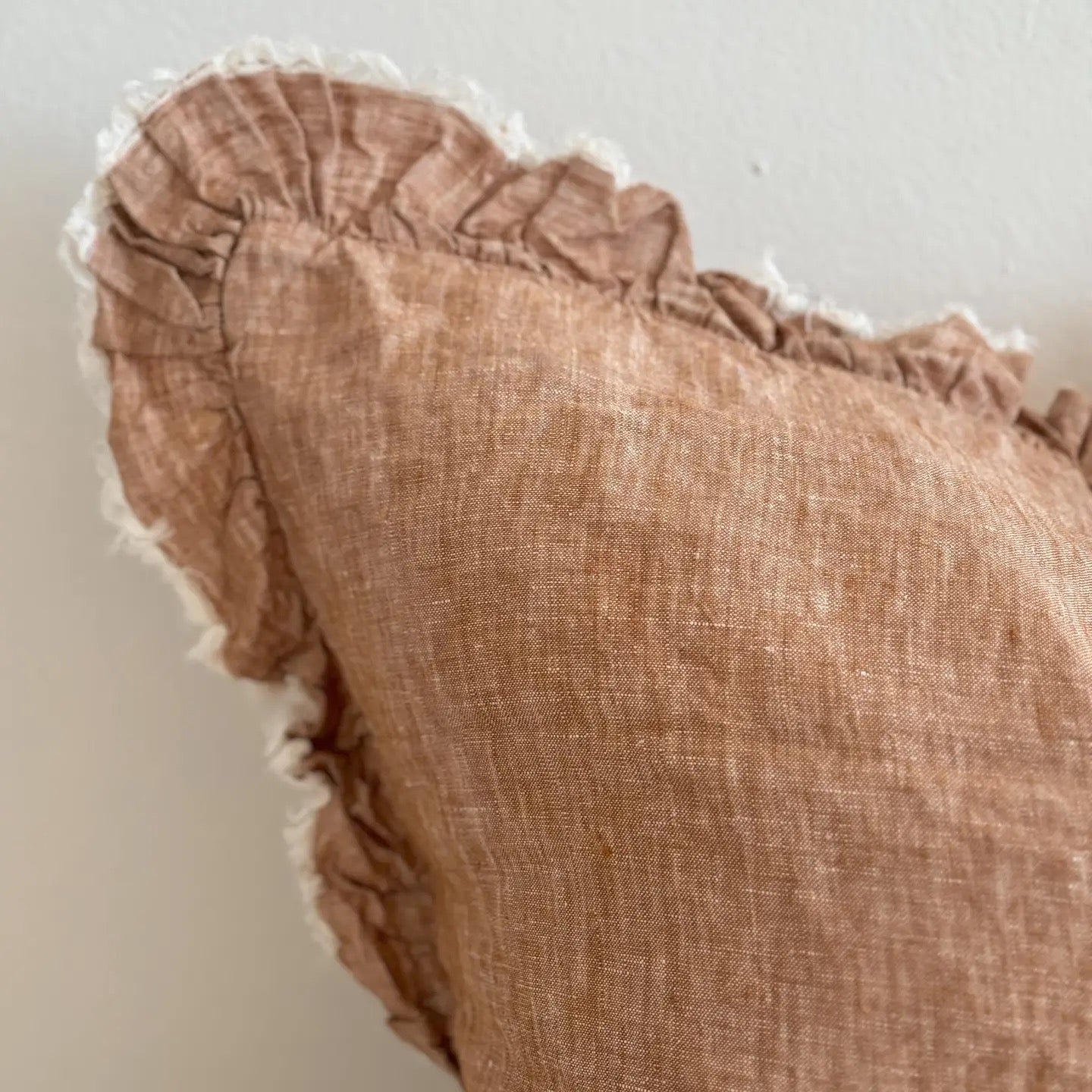 Hallie Washed Rust Cushion  45cm–Ruffle Edge