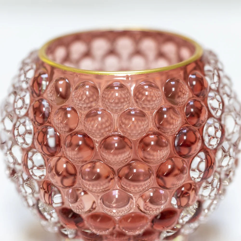 Bubble Glass Votive Dusky Rose Medium