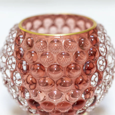 Bubble Glass Votive Dusky Rose Medium