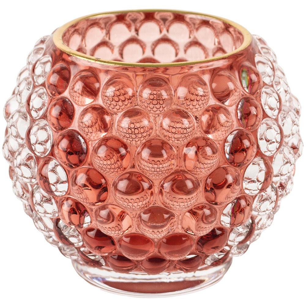 Bubble Glass Votive Dusky Rose Medium