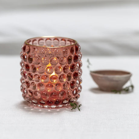 Bubble Glass Votive Dusky Rose Tall