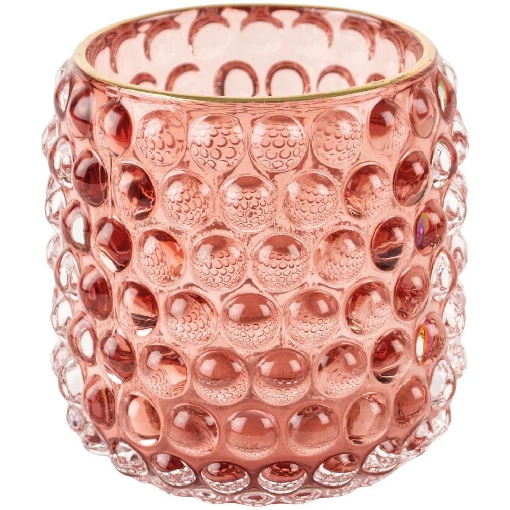 Bubble Glass Votive Dusky Rose Tall