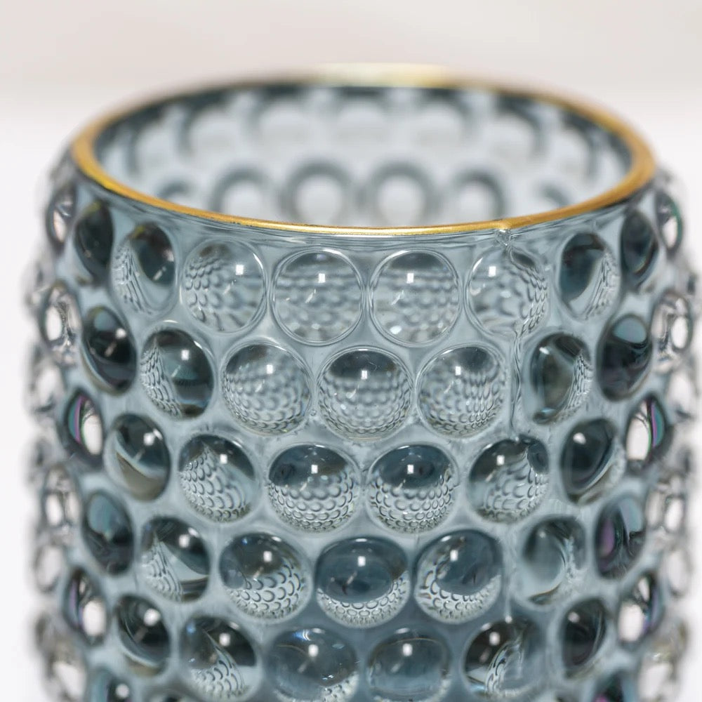 Bubble Glass Votive Powder Blue Tall