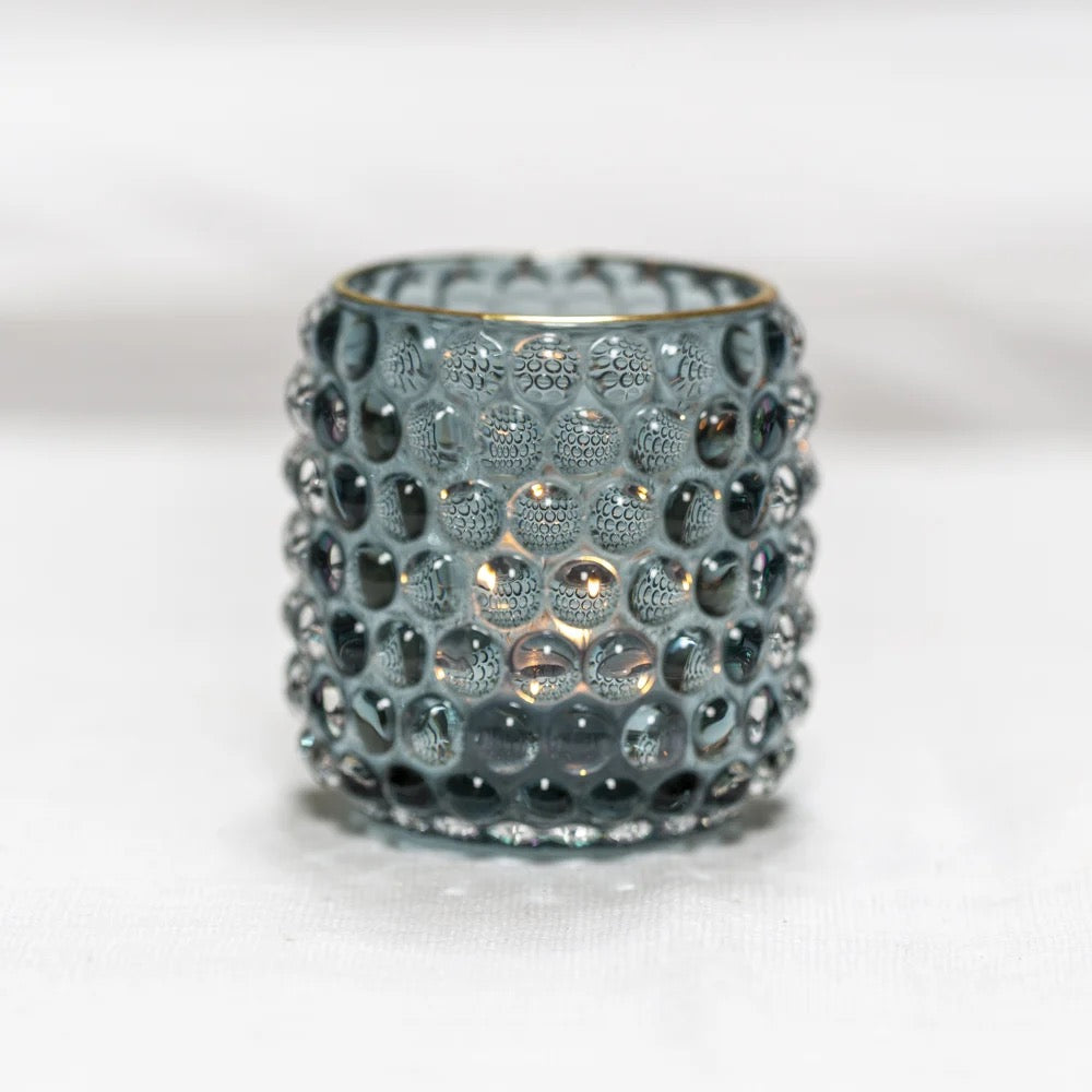 Bubble Glass Votive Powder Blue Tall
