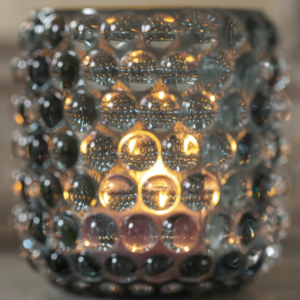 Bubble Glass Votive Powder Blue Tall