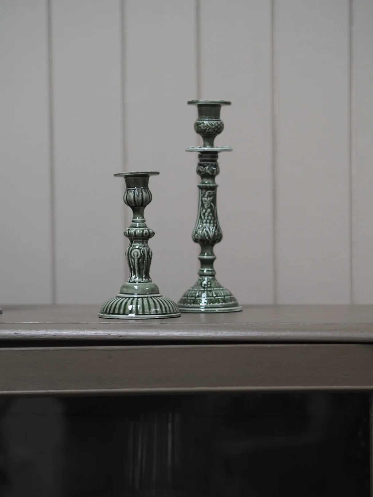 Enamel Candlestick Small - Forest Green