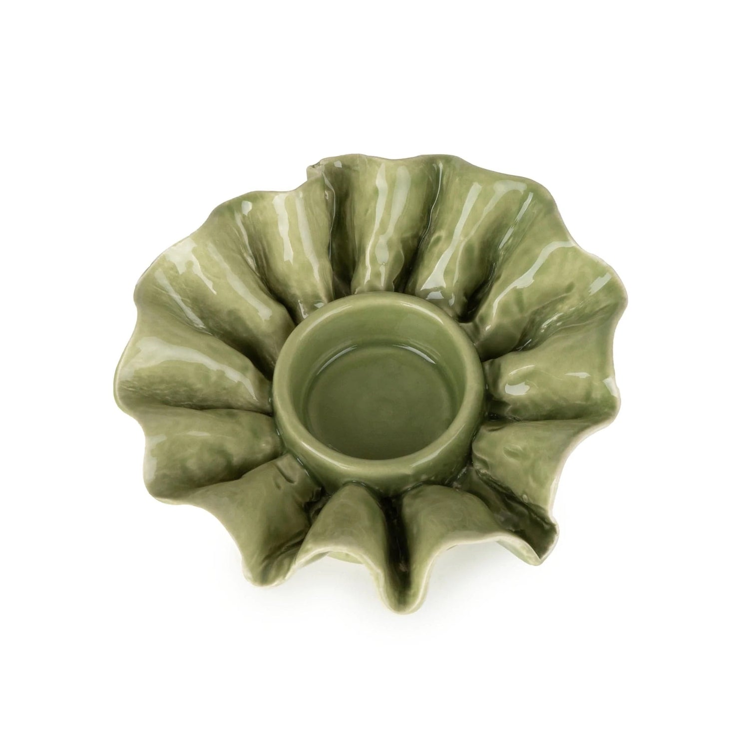 Flower Shaped Tealight Holder - Green