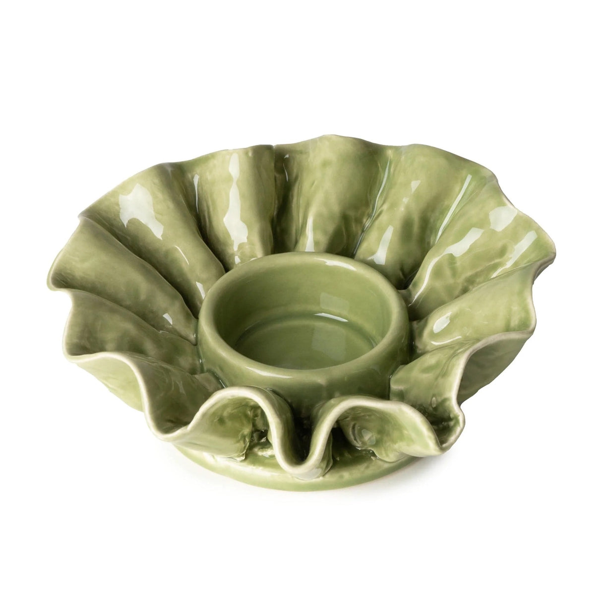 Flower Shaped Tealight Holder - Green
