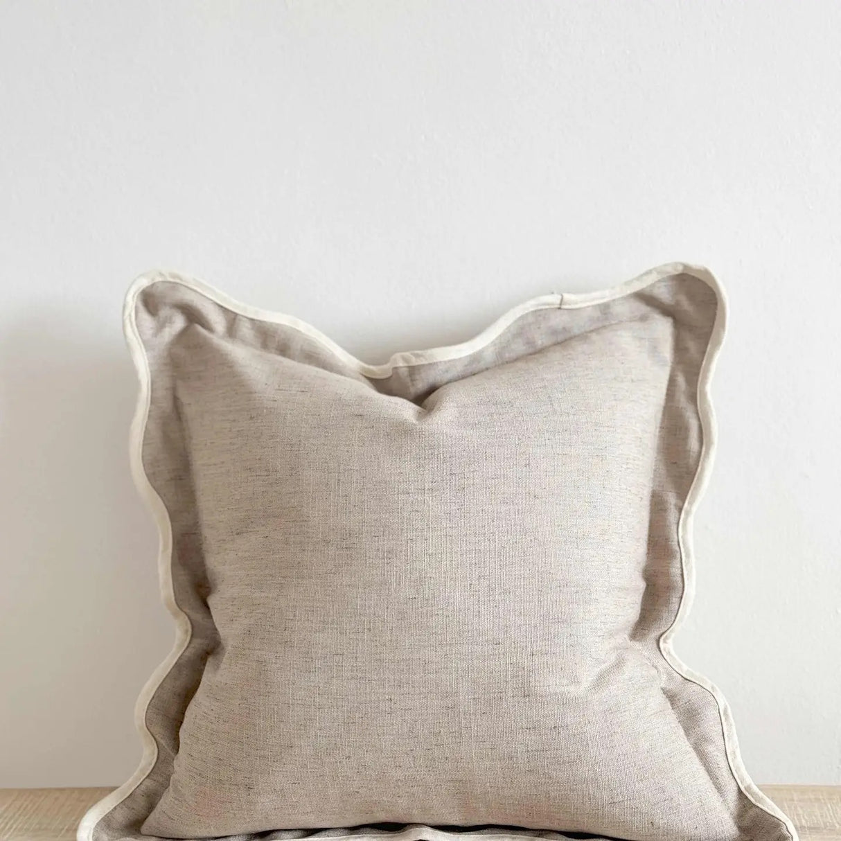 Chloe Greige Scalloped Cushion 45cm - Linen Blend