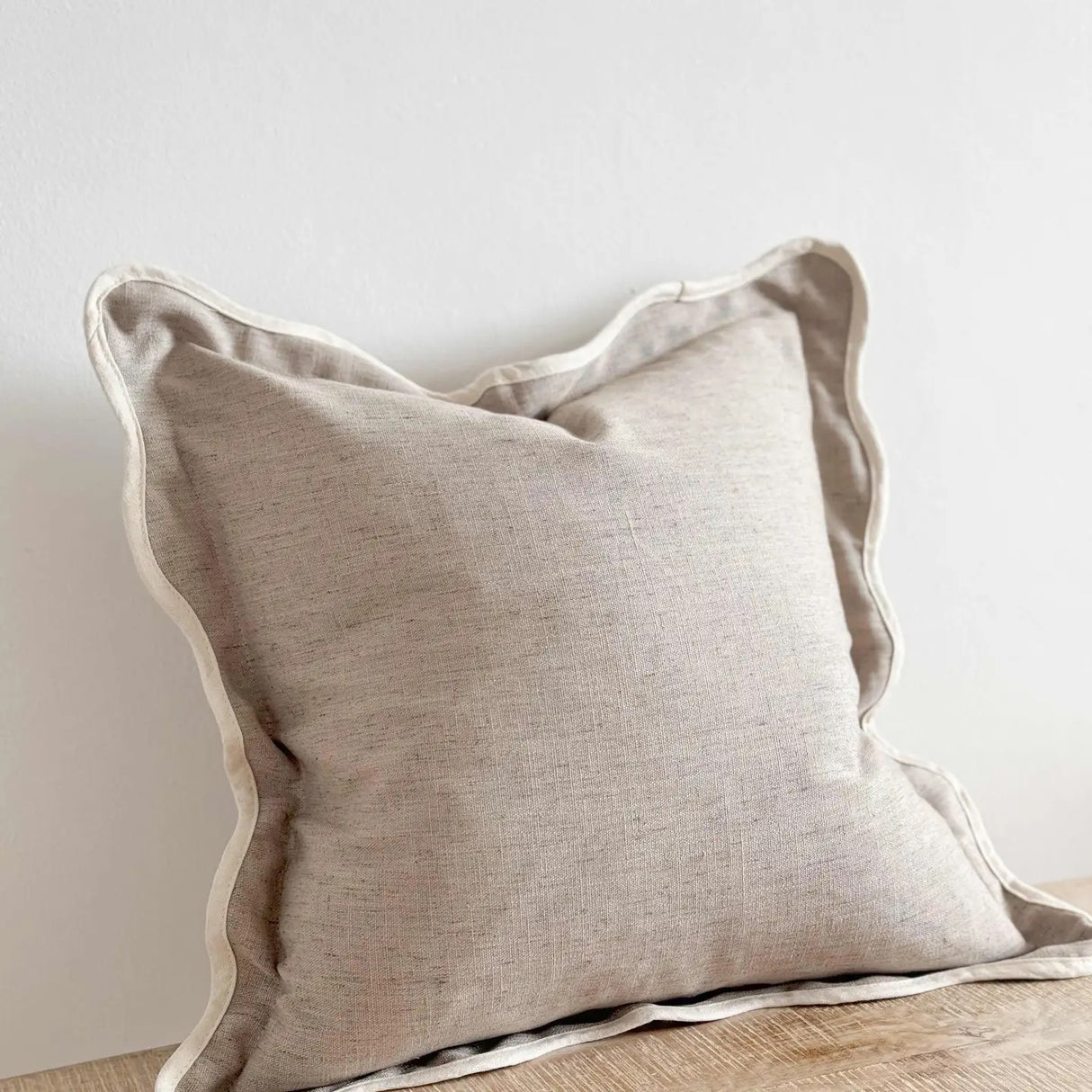 Chloe Greige Scalloped Cushion 45cm - Linen Blend