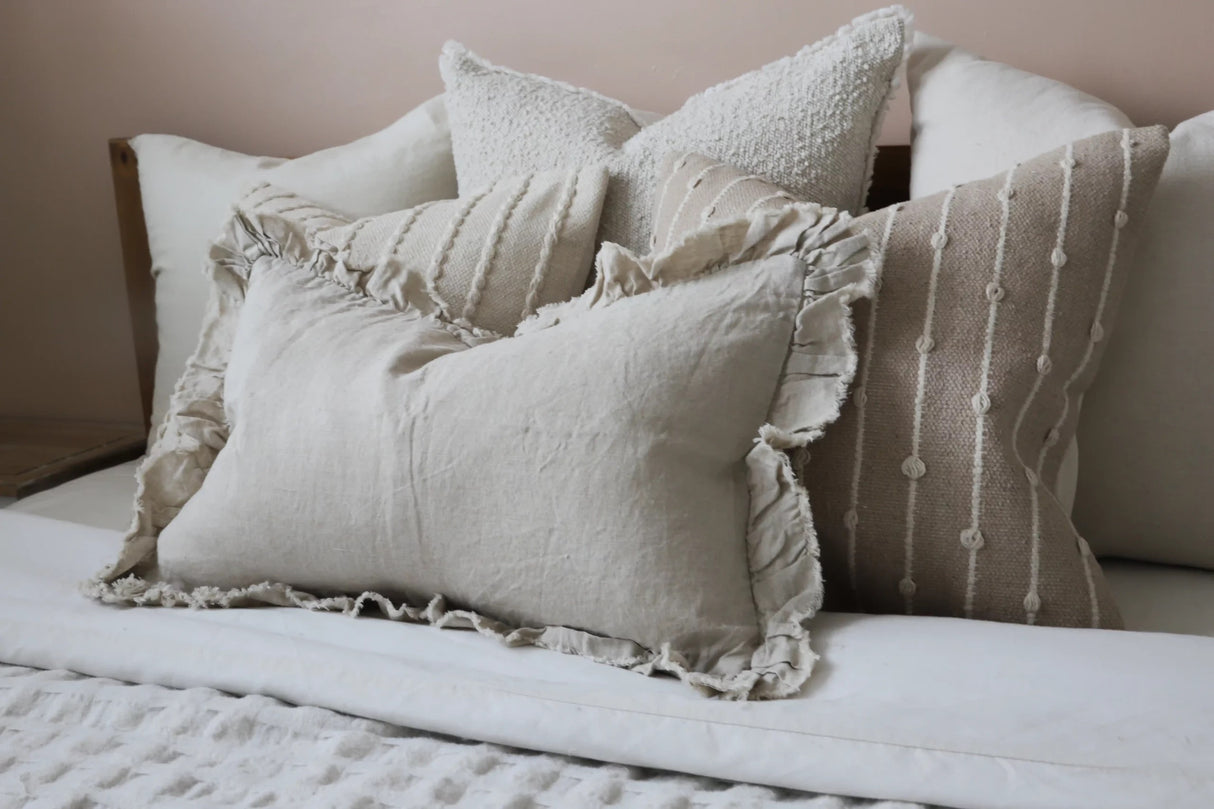 Hallie Natural Ruffle Cushion 50×30cm