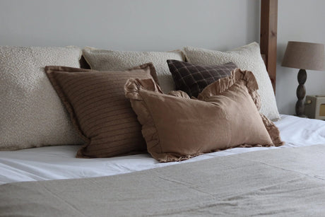 Hallie Coffee Ruffle Cushion 50×30cm