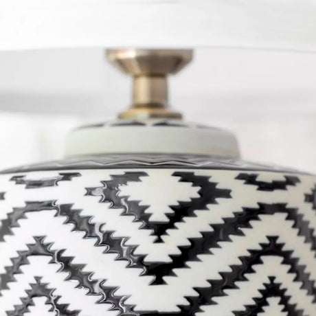 Ceramic Lamp Ikat Black With White Shade