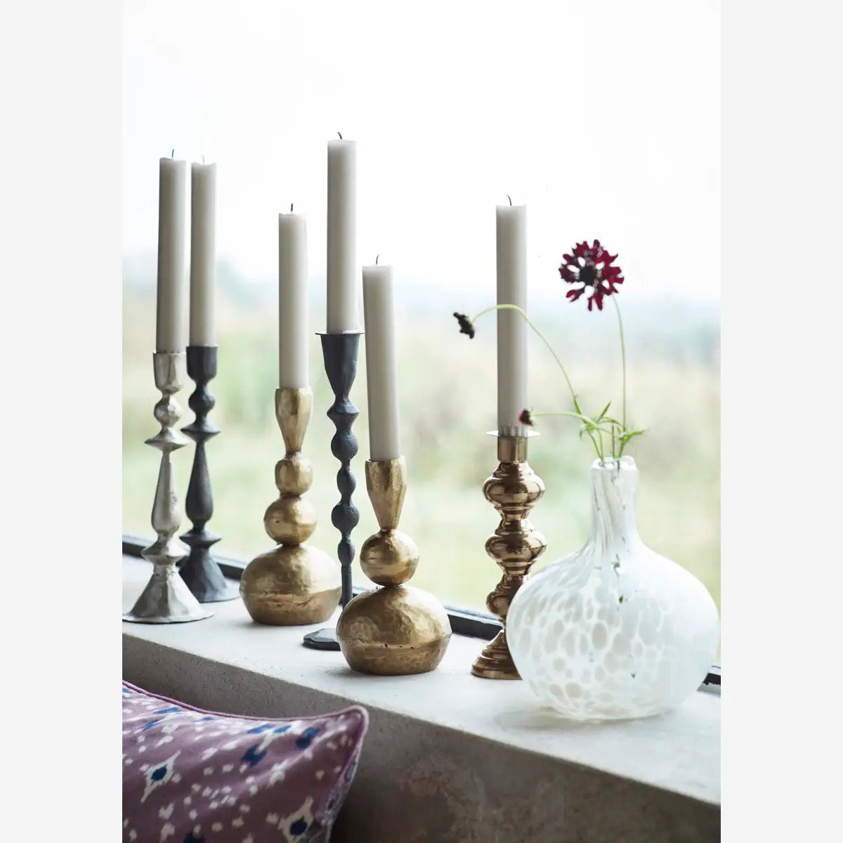 Hand Forged Iron Candle Holders 22cm Silver