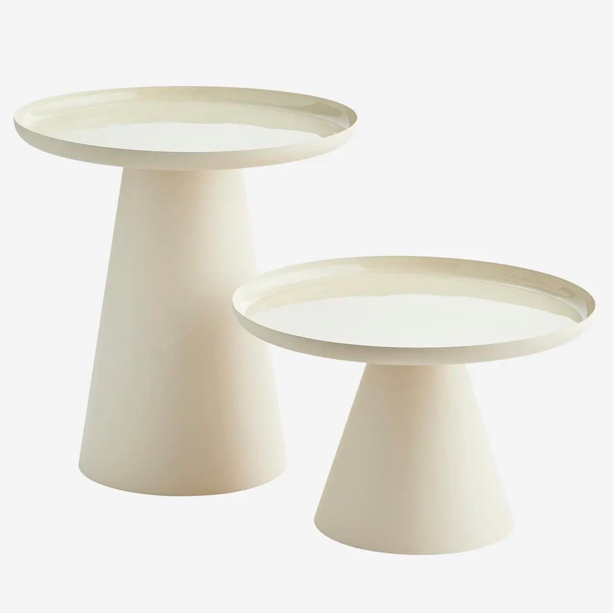 IVORY ENAMEL COFFEE TABLES S/2