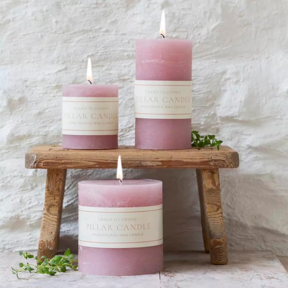 Rustic Pillar Candle Dusky Pink - 3 Sizes