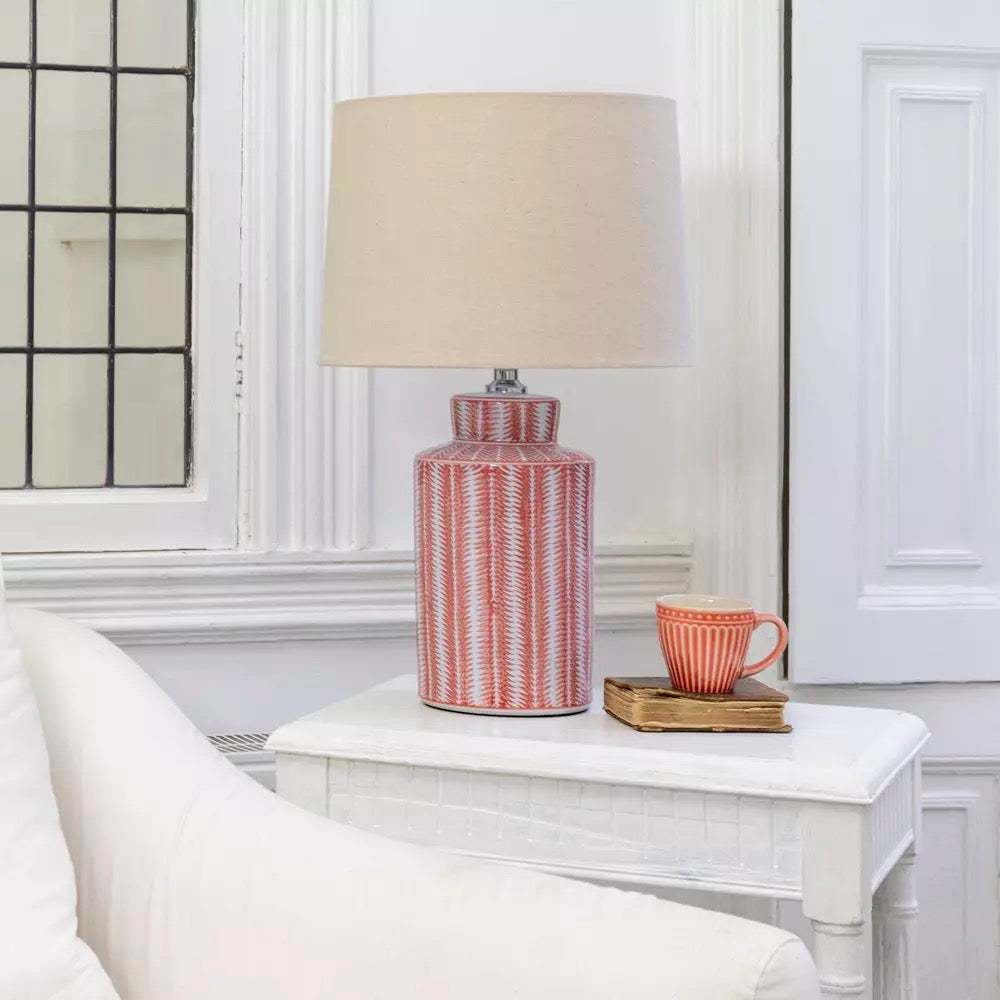 Lamp Serrato Coral With Taupe Shade