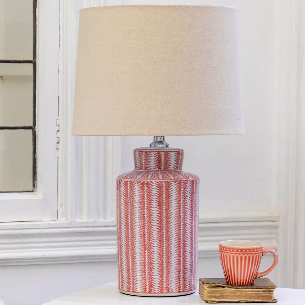 Lamp Serrato Coral With Taupe Shade
