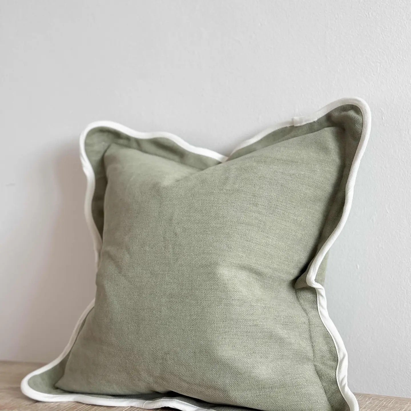 Chloe Sage Scalloped Cushion 45cm - Linen Blend