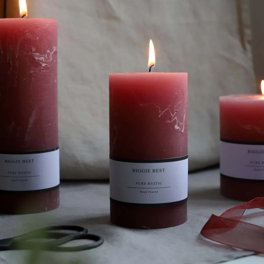 DUSTY PINK 7X13CM RUSTIC PILLAR CANDLE