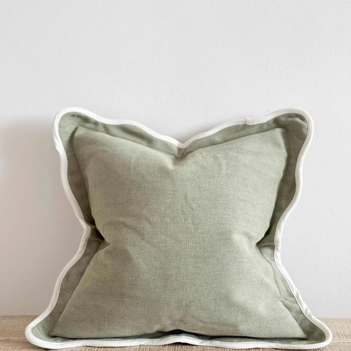 Chloe Sage Scalloped Cushion 45cm - Linen Blend