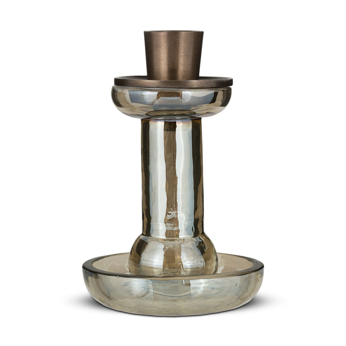 NKUKU - Tharad Recycled Glass Candle Holder - Smoke Lustre