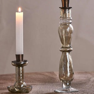 NKUKU - Tharad Recycled Glass Candle Holder - Smoke Lustre