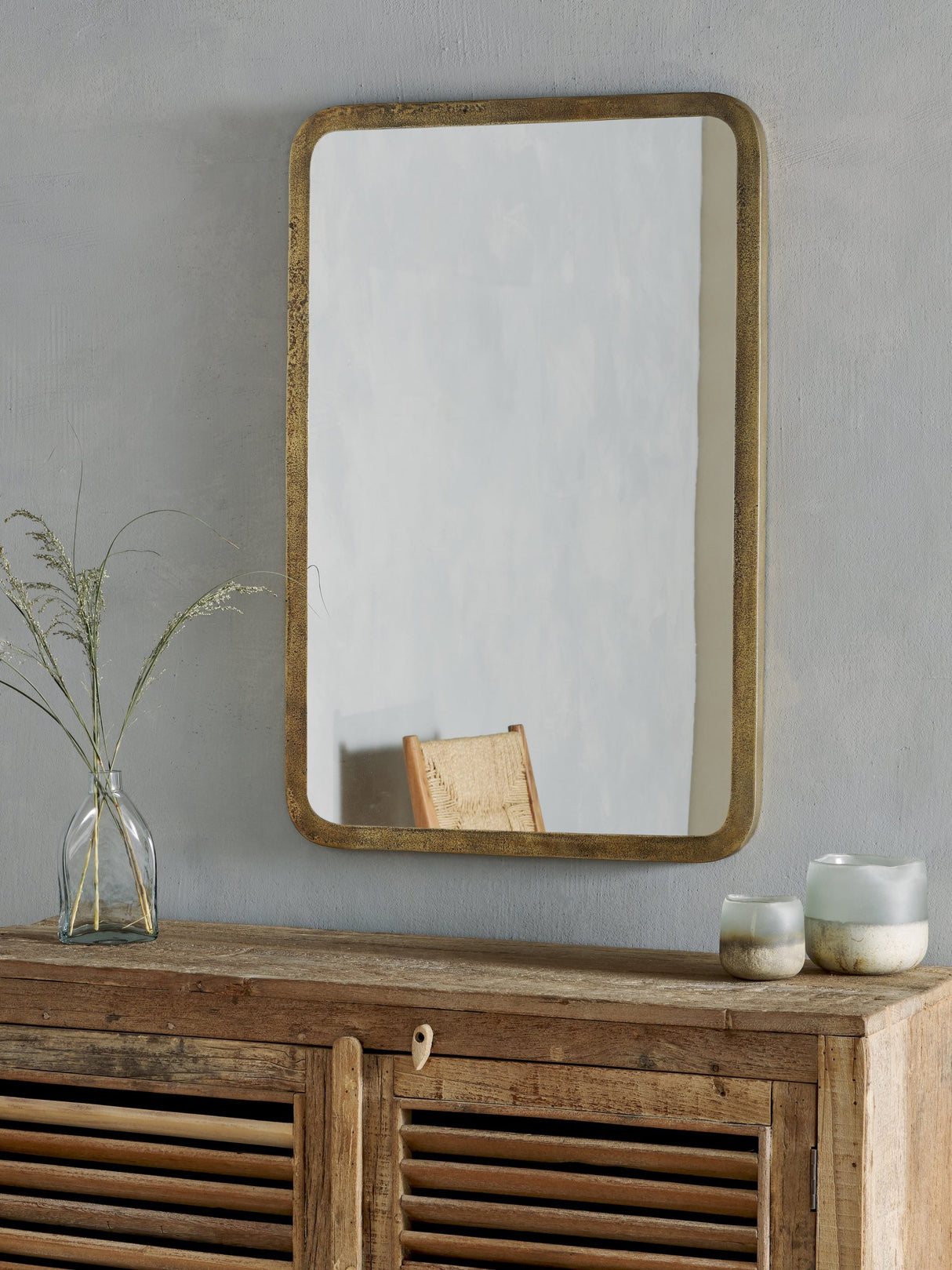 NKUKU Ungura Rounded Mirror - Antique Brass - Small