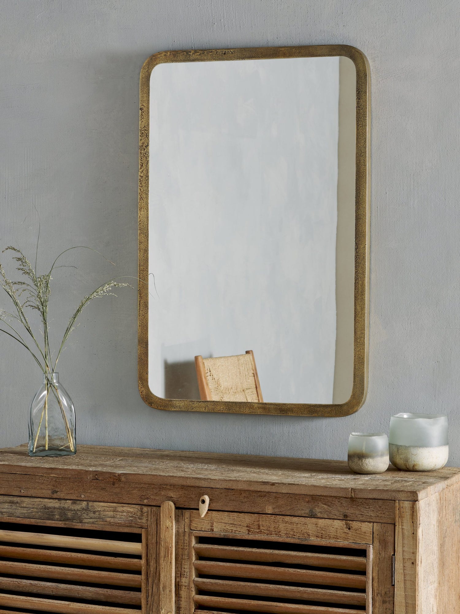 NKUKU Ungura Rounded Mirror - Antique Brass - Small