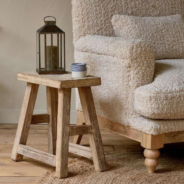 NKUKU - Ibo Reclaimed Wood Low Stool - Natural