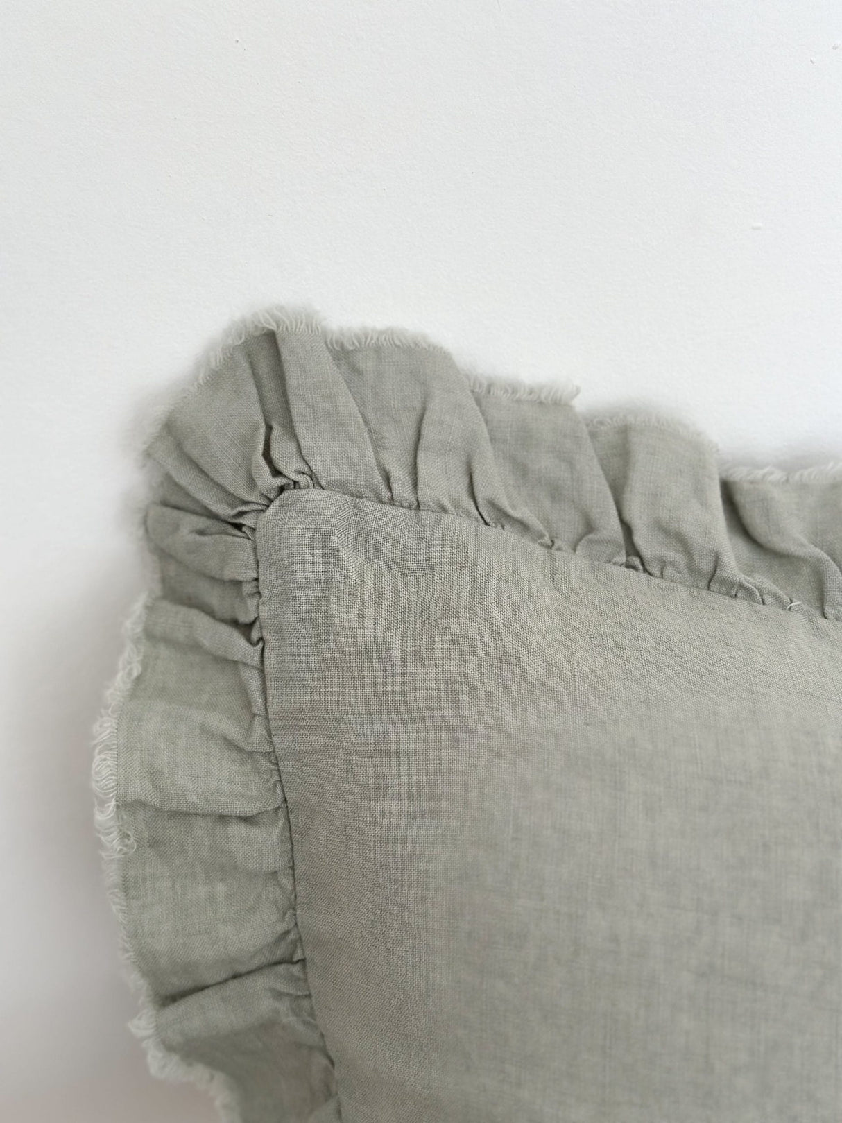 Hallie Ruffled Linen Cushion Cover 30x50cm – Dusty Sage