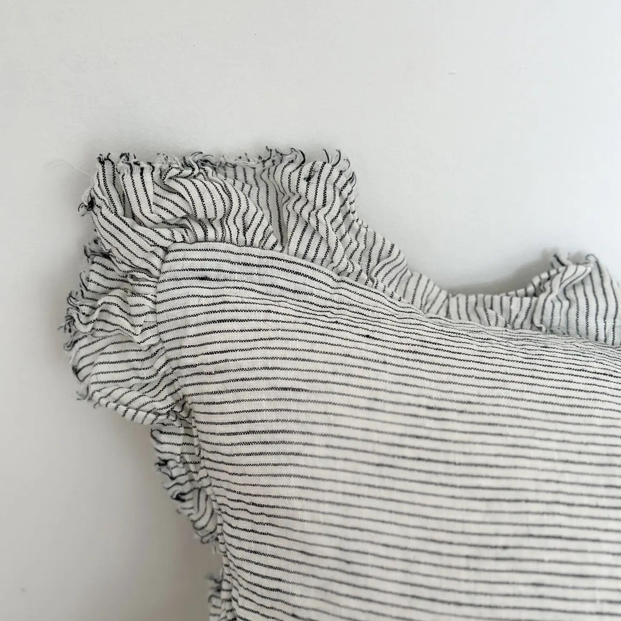 Hallie Ruffled Linen Cushion Cover 50x30 – Pinstripe
