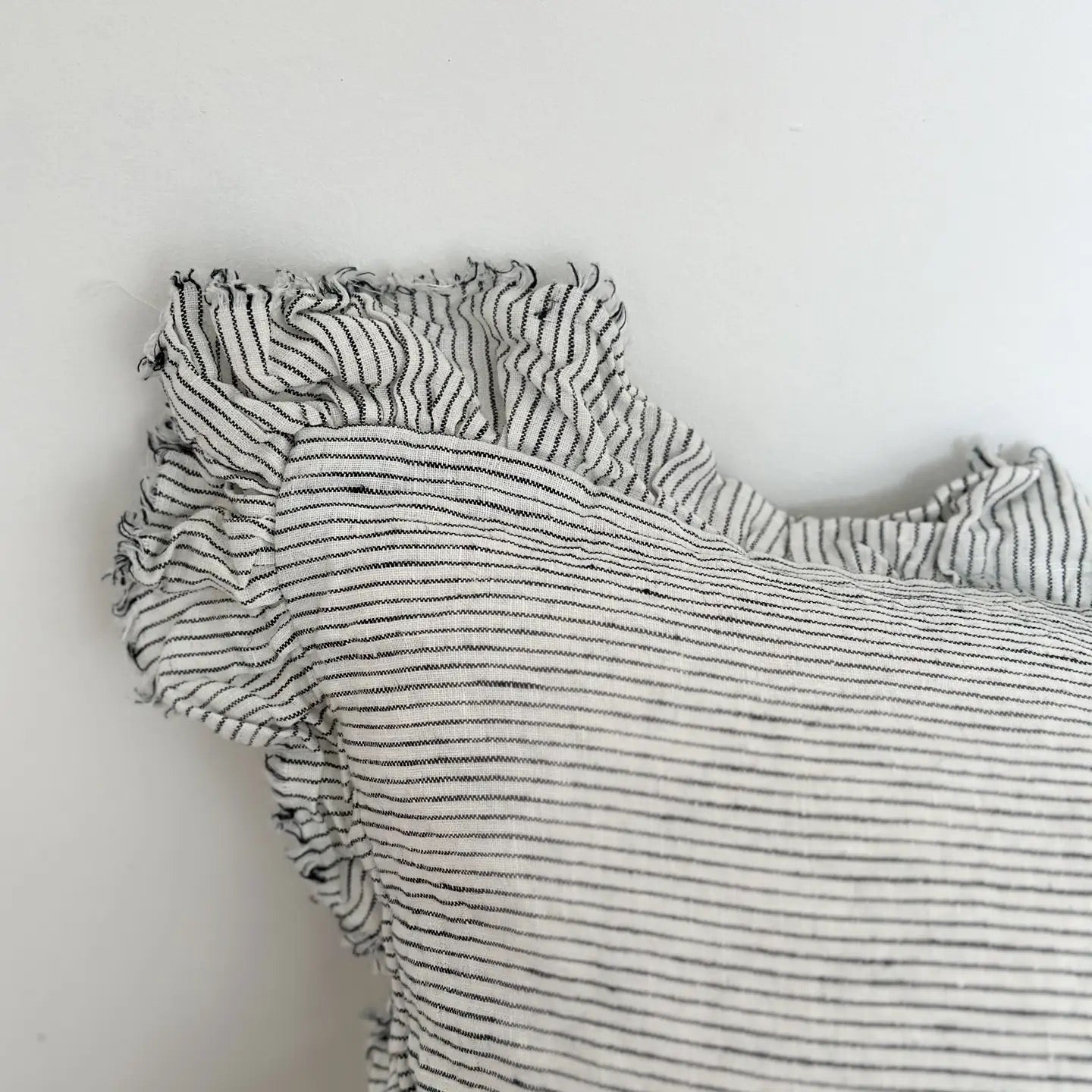 Hallie Ruffled Linen Cushion Cover 50x30 – Pinstripe
