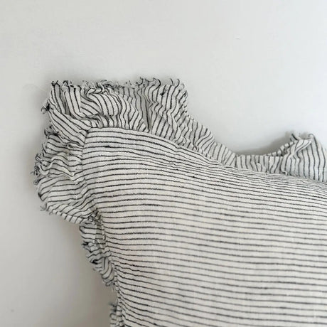 Hallie Ruffled Linen Cushion Cover 50x30 – Pinstripe