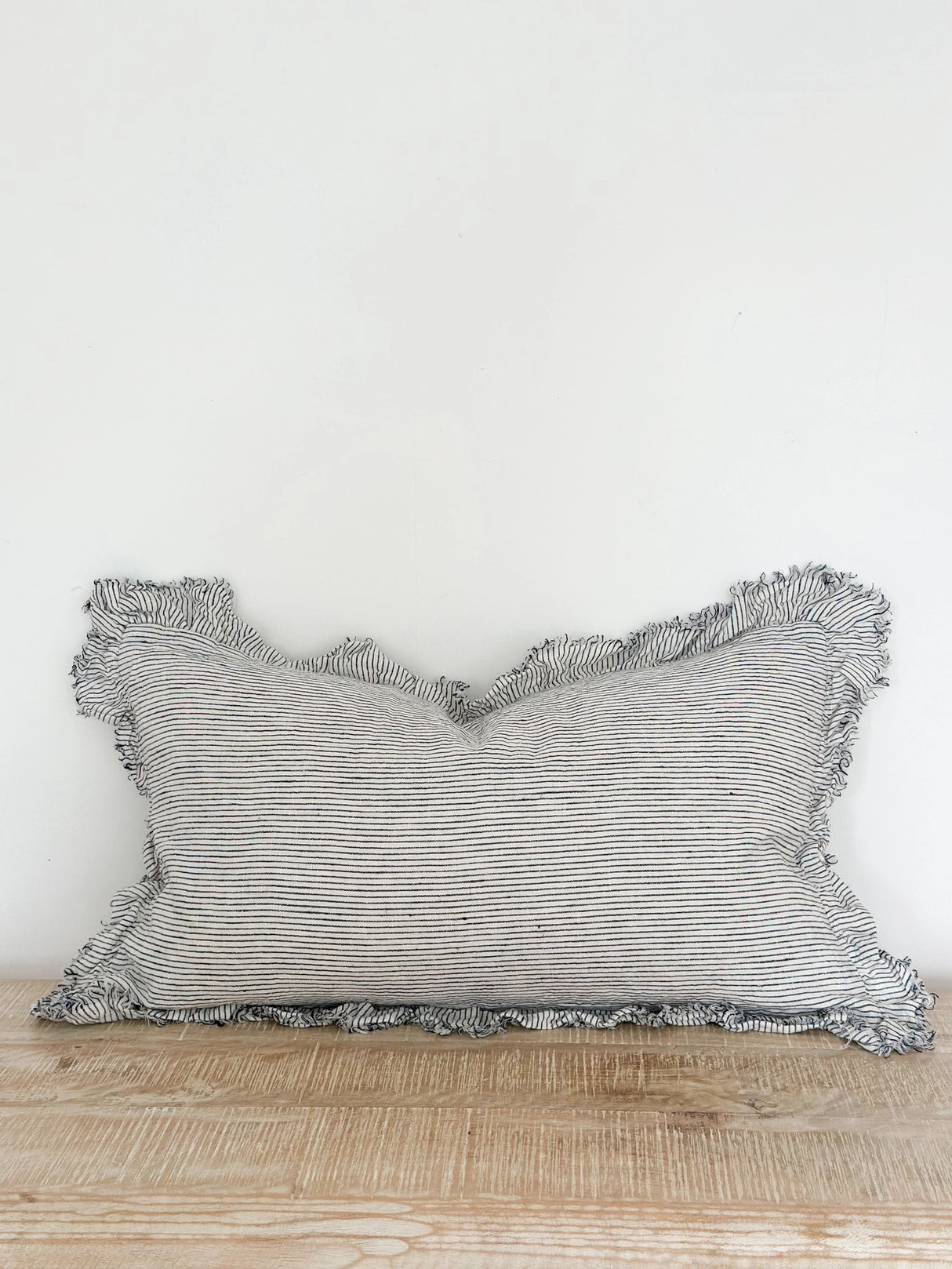 Hallie Ruffled Linen Cushion Cover 50x30 – Pinstripe