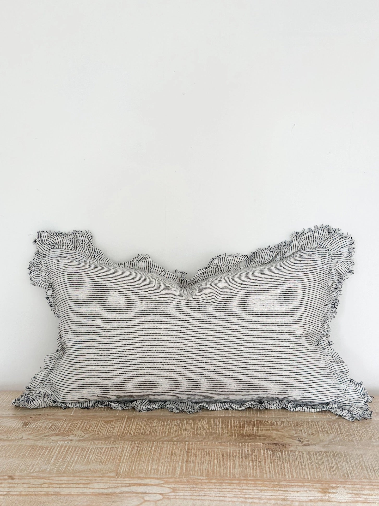Hallie Ruffled Linen Cushion Cover 50x30 – Pinstripe