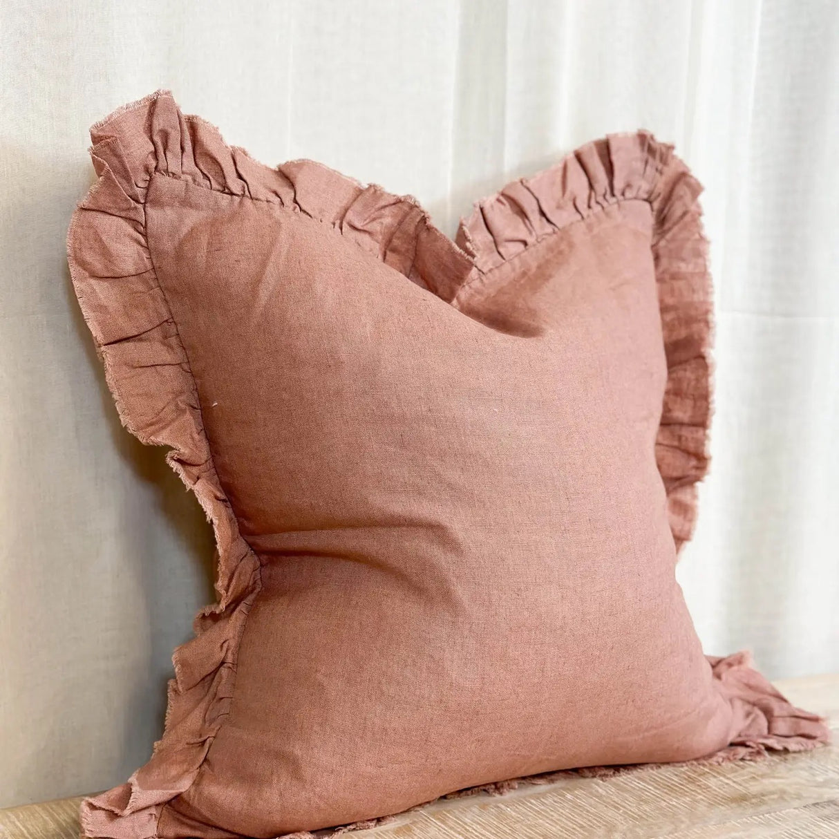 Hallie Dusky Pink Ruffle Cushion
