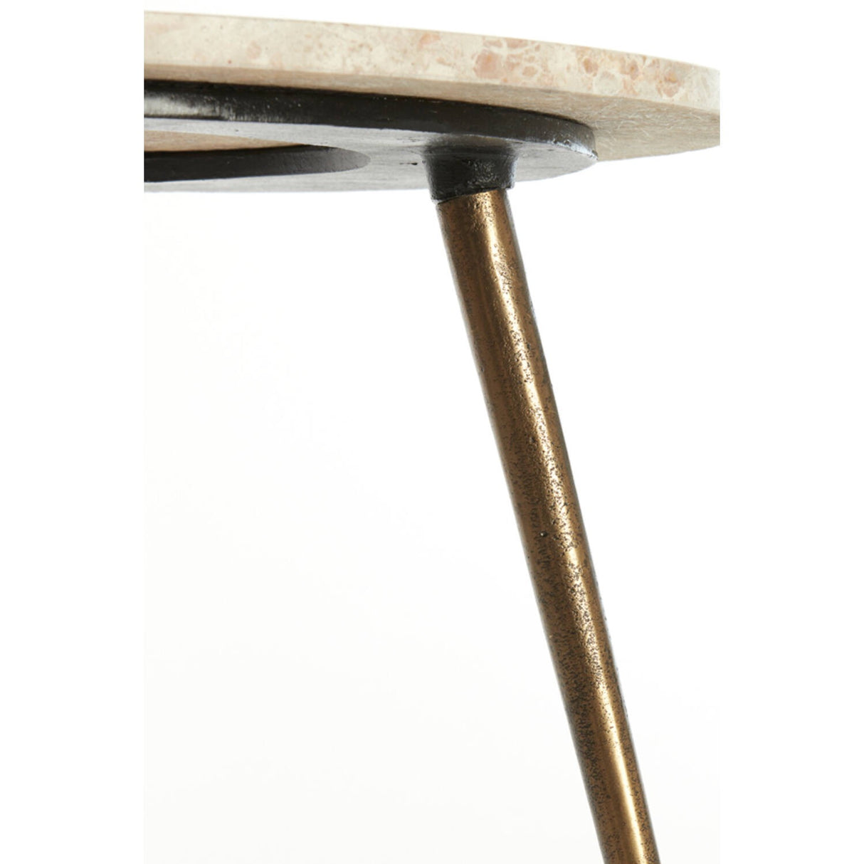 Side table 59x41 cm ZECA taupe marble+antique bronze