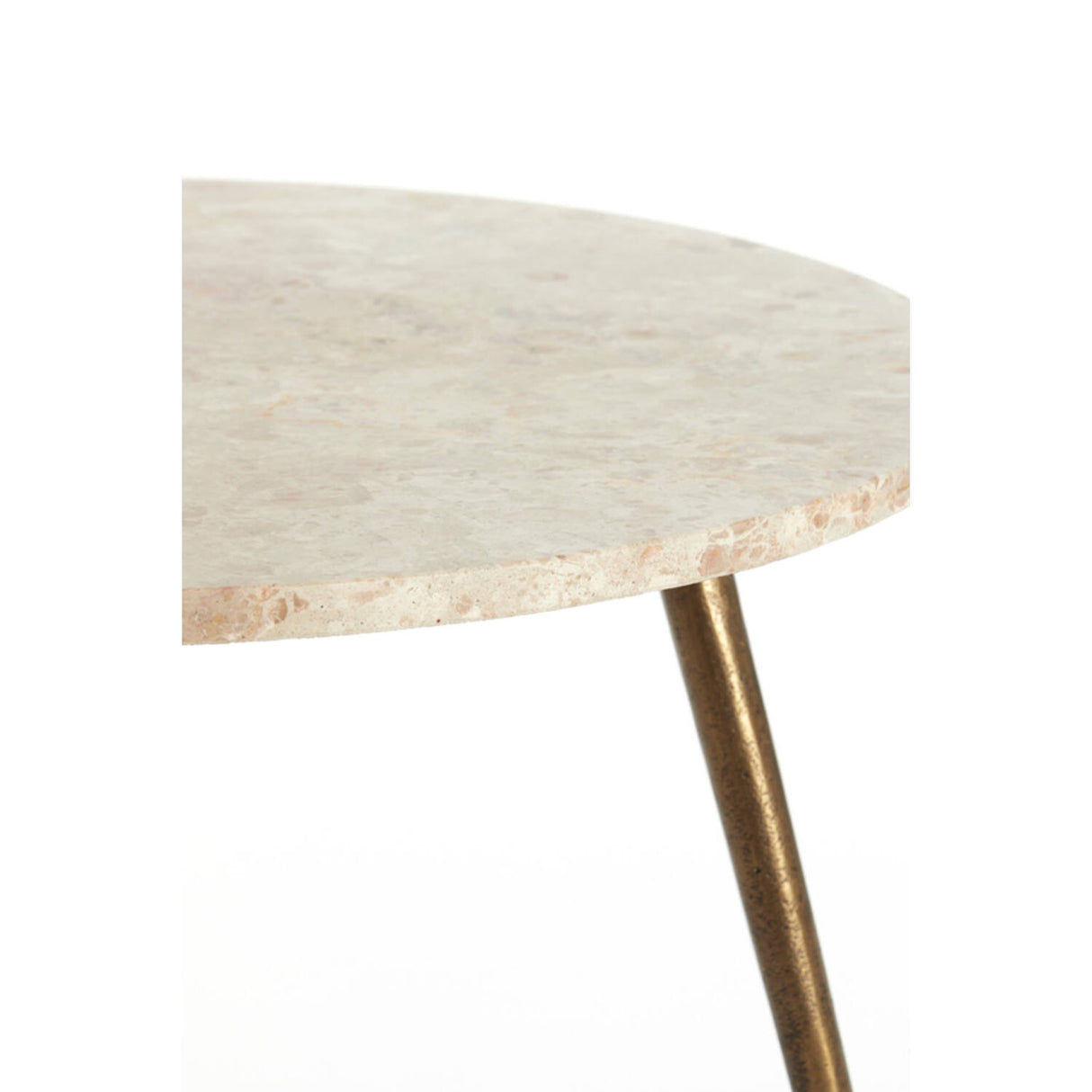Side table 59x41 cm ZECA taupe marble+antique bronze