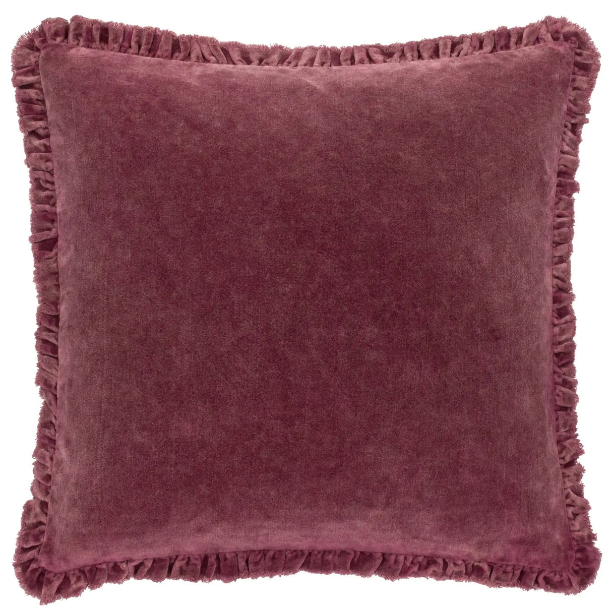 Bertie Washed Cotton Velvet Cushion Burnt Red