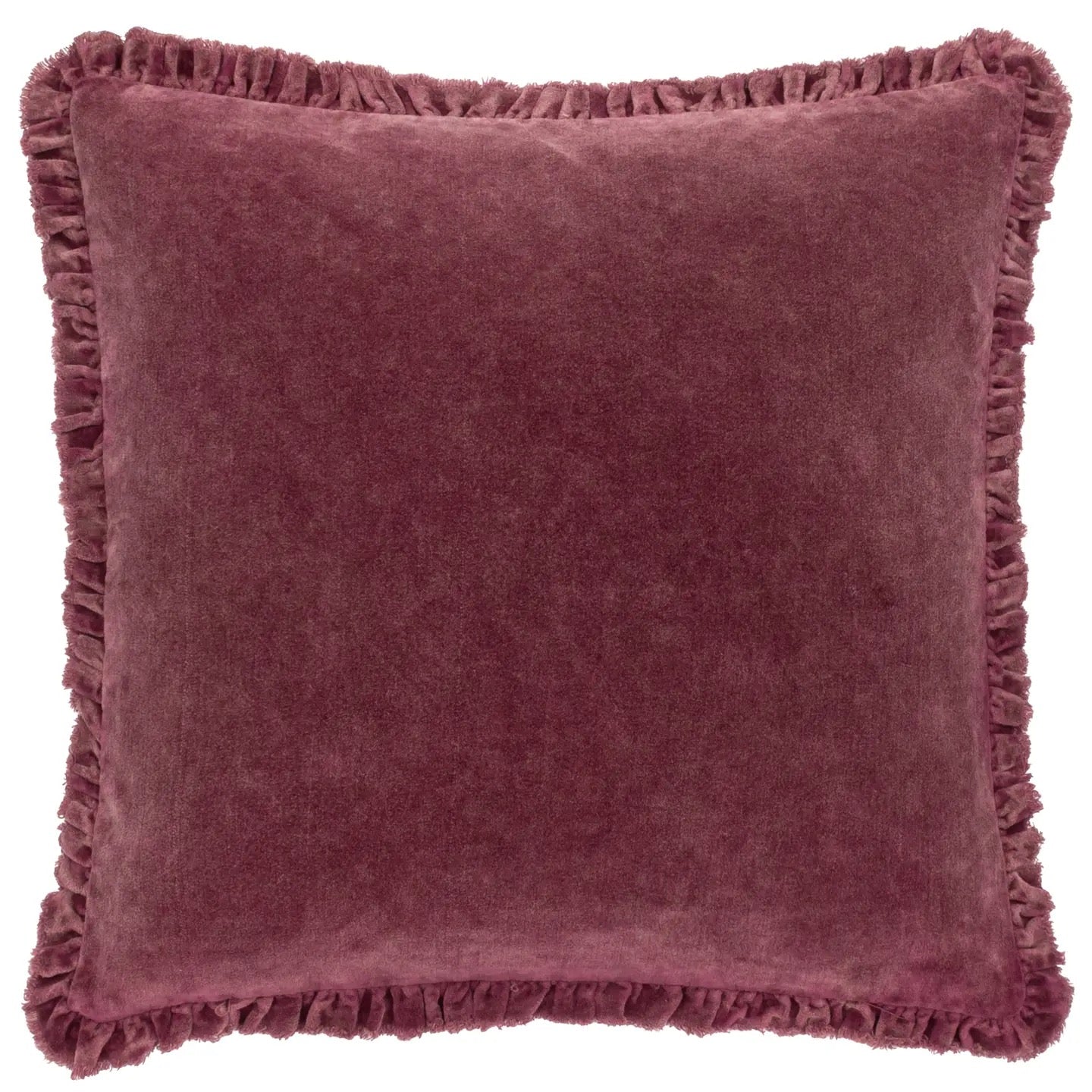 Bertie Washed Cotton Velvet Cushion Burnt Red