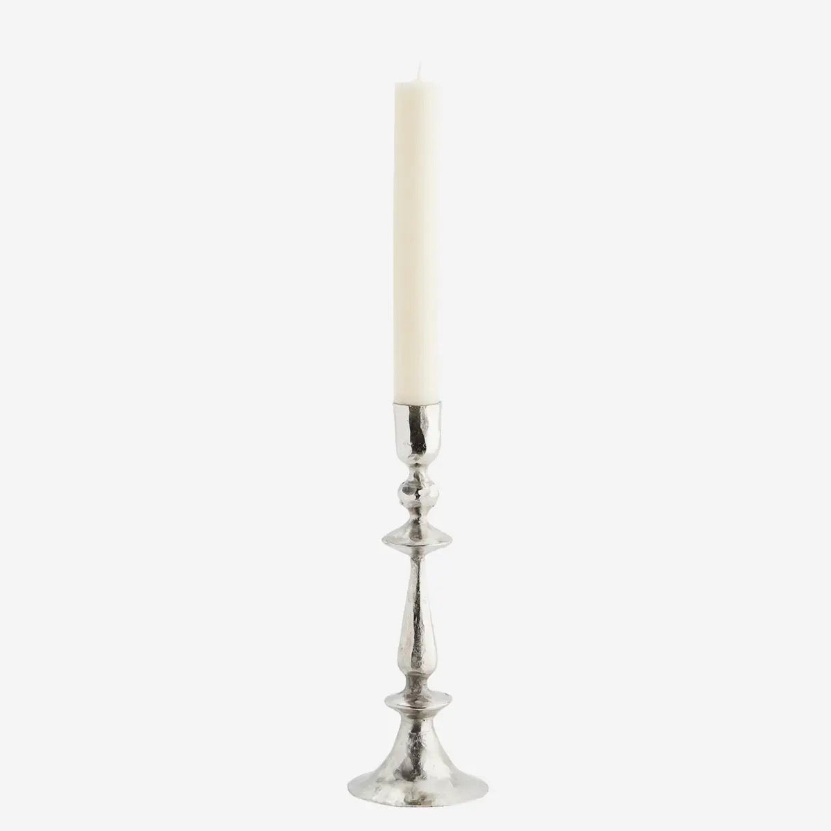 Hand Forged Iron Candle Holders 22cm Silver